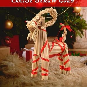 17.3in Tall Yule Goat Swedish Straw Goat Handmade Julbock Goat Yule Decoration